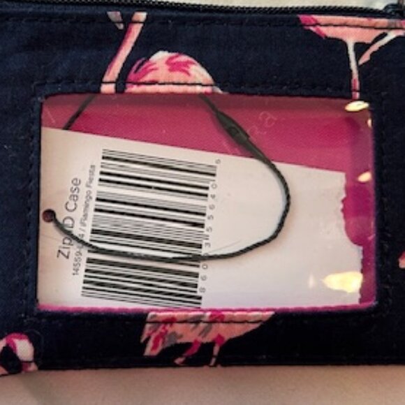 Vera Bradley "Flamingo Fiesta" Cotton Zip ID Case w/ Key Ring (Retired Pattern) - Picture 5 of 6